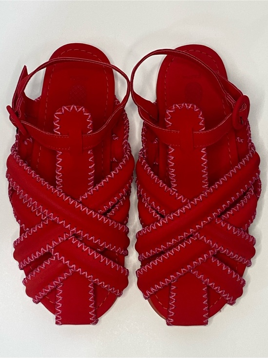FARM Rio Shoes - FARM Rio Red Whipstitch Sandals Women’s US 10 Leather Strappy Brazil